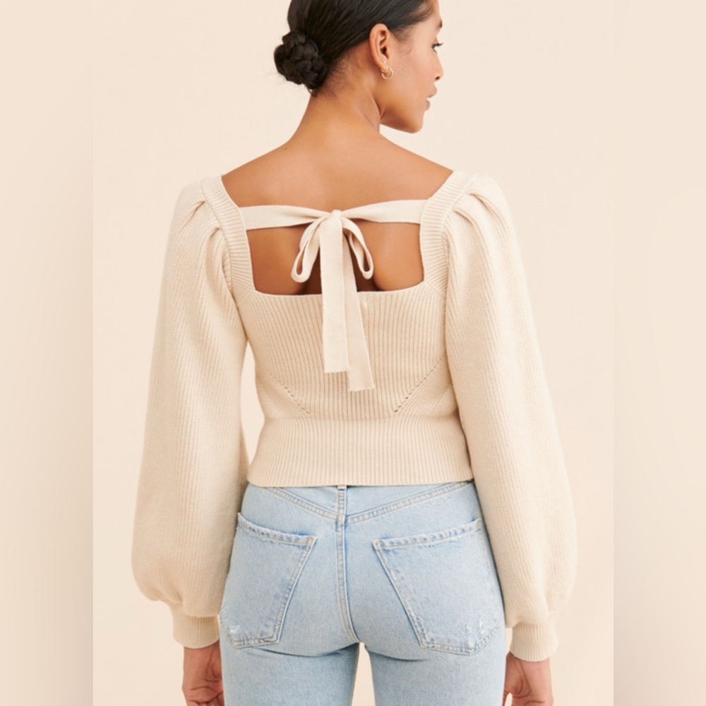 MINKPINK VAYU Caramel Back Tie Sweater sz M ( repaired)